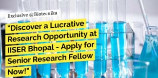 "Discover a Lucrative Research Opportunity at IISER Bhopal - Apply for Senior Research Fellow Now!"