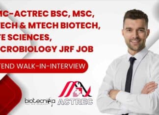 TMC-ACTREC BTech Biotechnology JRF