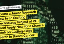 "Become a Junior Research Fellow in an Exciting Biotechnology Project at VIT, Vellore! Apply Now for a Chance to Work on Cutting-Edge Research in Breast Cancer!"