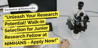 NIMHANS Genetics, Biotech & Biochem Junior Research Fellow Recruitment - Apply Now