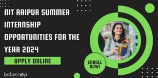 NIT Raipur Summer Internship Opportunities