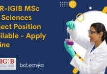 CSIR-IGIB MSc Life Sciences Project Position Available - Apply Online