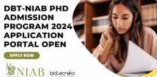 DBT-NIAB PhD Admission 2024