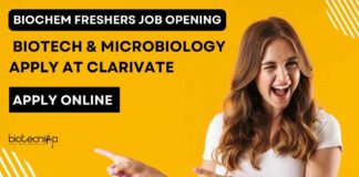 Biochem Freshers Job Opening