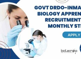Govt DRDO-INMAS BSc Biology Apprentices Recruitment With Monthly Stipend – Appy Now Govt DRDO-INMAS Apprentices Recruitment
