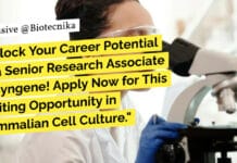 "Unlock Your Career Potential as a Senior Research Associate at Syngene! Apply Now for This Exciting Opportunity in Mammalian Cell Culture."