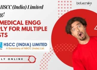 Govt HSCC (India) Limited Hiring! Biomedical Engg Apply For Multiple Posts HSCC India Limited Hiring