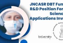 JNCASR R&D Position For