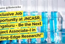 JNCASR MSc MTech Biological Sciences Project Associate Recruitment - Apply Now