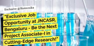 JNCASR MSc MTech Biological Sciences Project Associate Recruitment - Apply Now