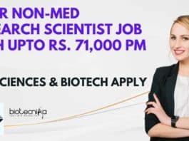 NIPER Non-Med Research Scientist Job