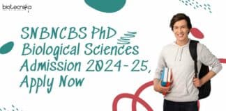 SNBNCBS PhD Admission 2024-25