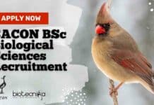 SACON BSc Biological Sciences Recruitment