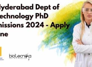 IIT Hyderabad Dept of Biotechnology PhD Admissions 2024 - Apply Online