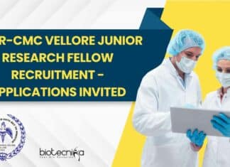 CSCR-CMC Vellore Junior Research Fellow Recruitment - Applications Invited