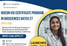 Biocon Biosciences KGI Certificate