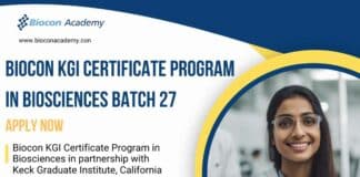 Biocon Biosciences KGI Certificate