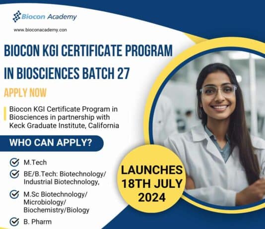 Biocon Biosciences KGI Certificate