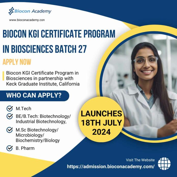 Biocon Biosciences KGI Certificate
