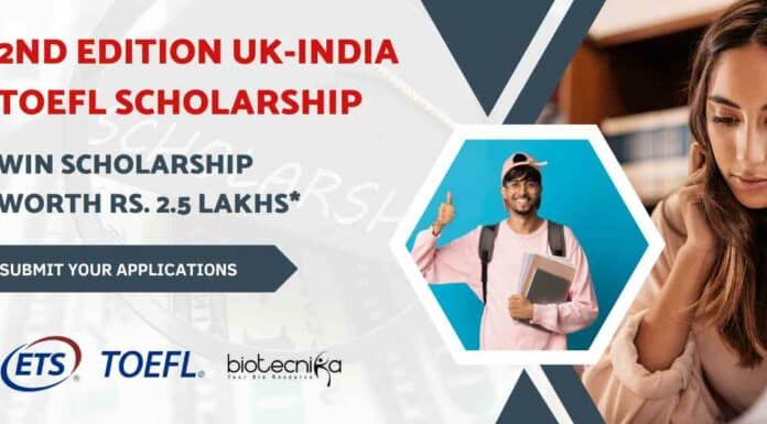 2nd Edition UK-India TOEFL Scholarship