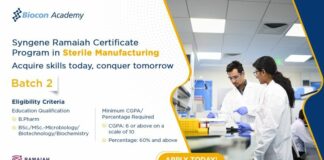 Syngene Ramaiah Certificate Program in Sterile Manufacturing Batch 2 Admissions Open!