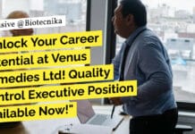 Venus Remedies QC Executive Job Opening - Apply Now