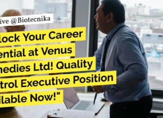 Venus Remedies Ltd Quality Control Executive Position Available Now! Venus Remedies QC Executive Job Opening - Apply Now