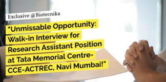 ACTREC Research Assistant Life Sciences - Attend Walk-IN