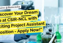 CSIR-NCL Life Sciences, Biotech & Biochem Project Job Opening - Apply Online