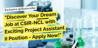 CSIR-NCL Life Sciences, Biotech & Biochem Project Job Opening - Apply Online