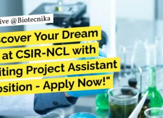 CSIR-NCL Life Sciences, Biotech & Biochem Project Job Opening - Apply Online