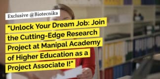 MAHE Manipal Project Associate Job Opening For Life Sciences, Applications Invited