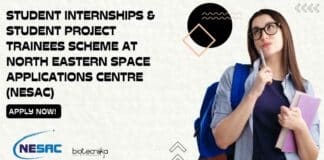 NESAC Student Internships & Project Trainees Scheme, Apply Online