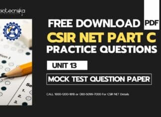 Download FREE CSIR NET Life Science PART C Practice / Mock Test Questions For UNIT 13 CSIR NET Life Science PART C