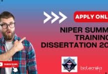 NIPER Summer Training & Dissertation 2024