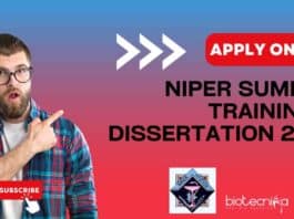 NIPER Summer Training & Dissertation 2024