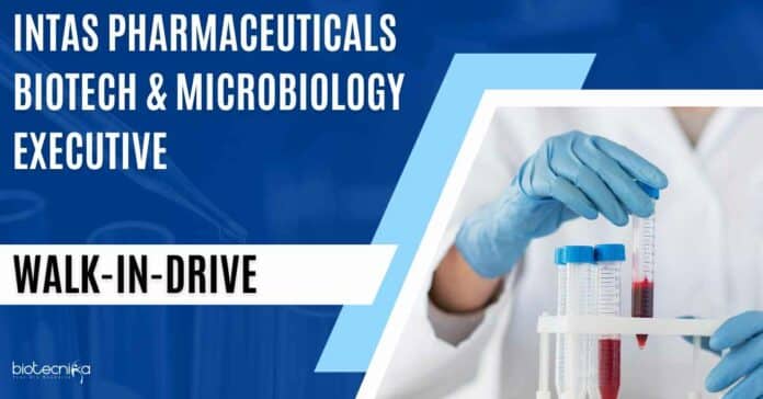 Intas Pharma Executive Job Openings