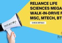 Reliance Life Sciences Walk-In-Drive For MSc, MTech, BTech - Check Details!
