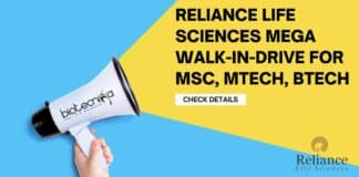 Reliance Life Sciences Walk-In-Drive For MSc, MTech, BTech - Check Details!