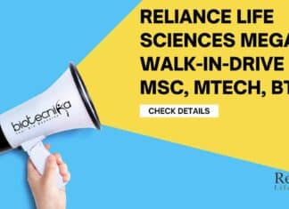Reliance Life Sciences Walk-In-Drive For MSc, MTech, BTech - Check Details!