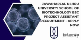 JNU BSc Biotechnology Project Assistant Job