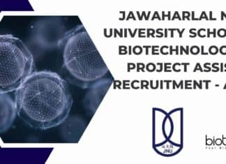 JNU BSc Biotechnology Project Assistant Job