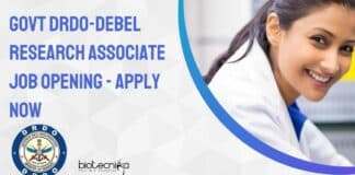 Govt DRDO-DEBEL Research Associate Job