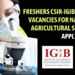 Freshers IGIB Project Vacancies For Natural & Agricultural Sciences - Apply Online