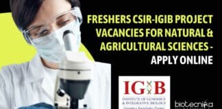 Freshers IGIB Project Vacancies For Natural & Agricultural Sciences - Apply Online