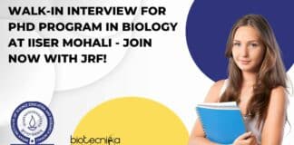 IISER Mohali PhD Program Walk-In-Interviews