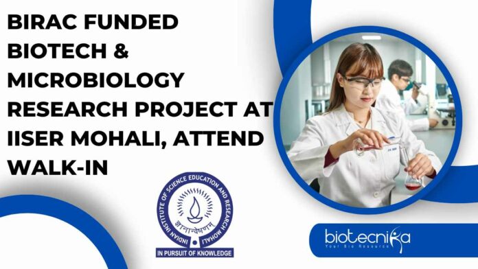 IISER Mohali Project Vacancy