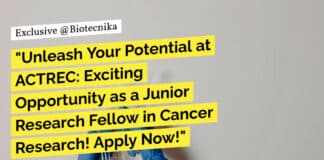 ACTREC Project Recruitment Life Sciences