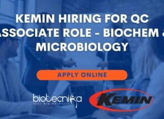 Kemin Hiring For QC Associate Role – Biochem & Microbiology Apply Online Kemin QC Associate Job