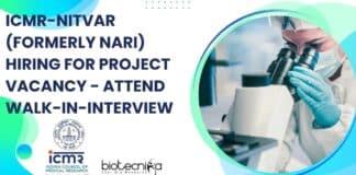 ICMR-NITVAR Project Job Opening For Mol Bio